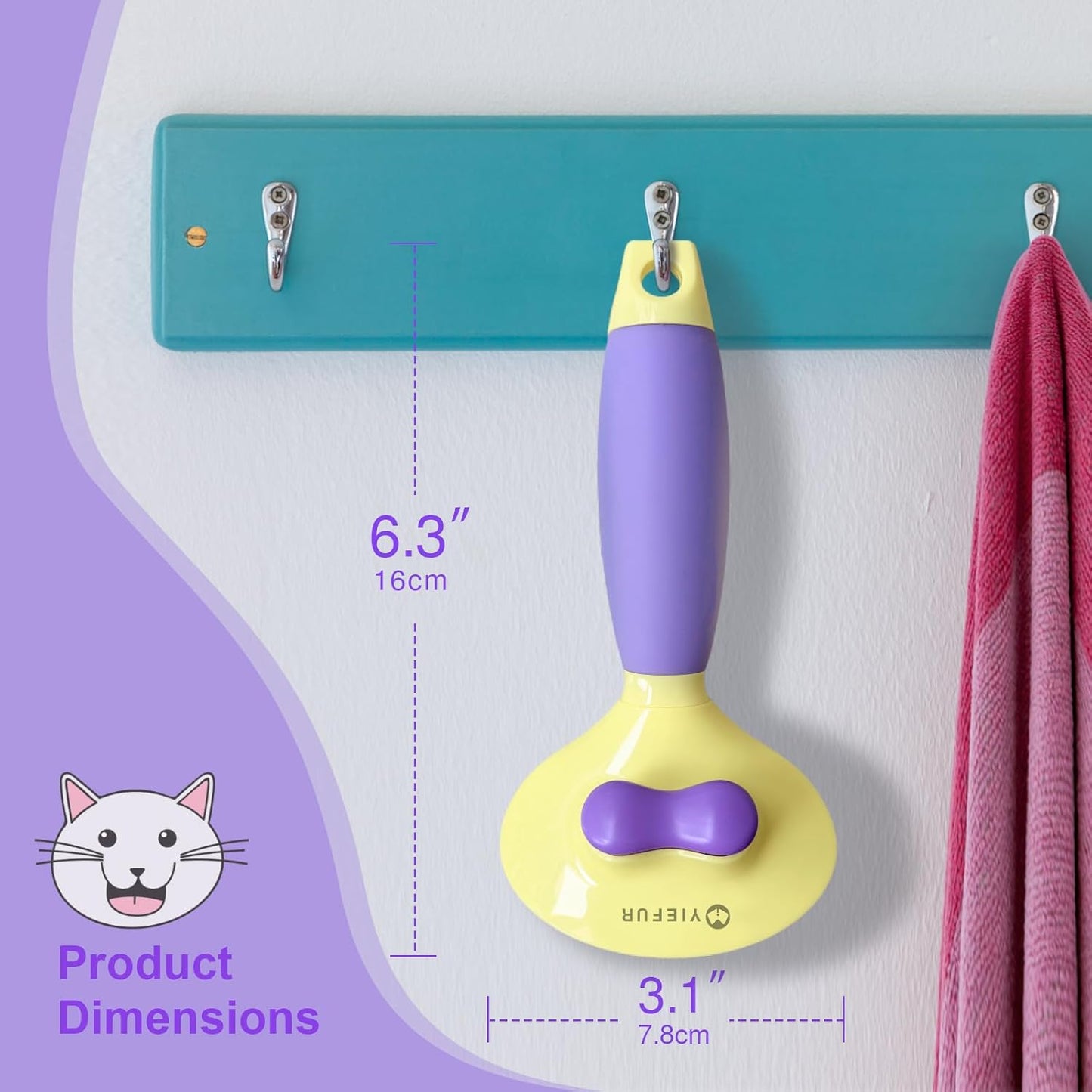 Cat Brush for Grooming and Shedding, Self-Cleaning Silicone Brush for Short and Long Haired Cats, Cat Gifts for Pet Lovers (Purple) | for Indoor Cats,Removes Loose Hair,Reduces Shedding,Soft Rounded Tips,Ergonomic Silicone Handle,Gentle Massage,Easy Grooming