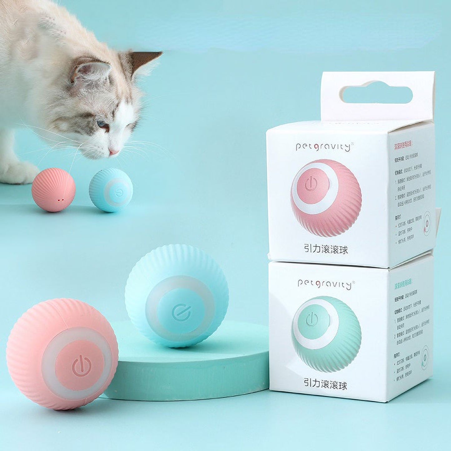 Intelligent Interactive Cat Toys Ball with LED Lights, Cat Toys, Automatic Moving Rolling Ball for Indoor Cats, Cat Automatic Toy