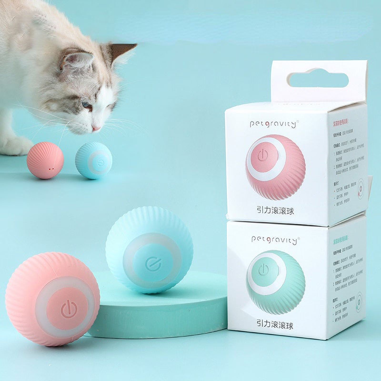 Intelligent Interactive Cat Toys Ball with LED Lights, Cat Toys, Automatic Moving Rolling Ball for Indoor Cats, Cat Automatic Toy