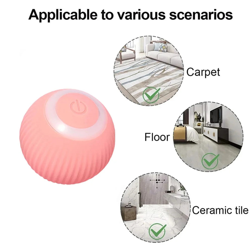 Intelligent Interactive Cat Toys Ball with LED Lights, Cat Toys, Automatic Moving Rolling Ball for Indoor Cats, Cat Automatic Toy